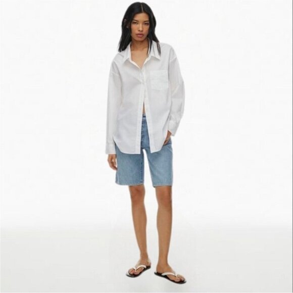 Aritzia Wilfred Free Relaxed Button Up Shirt White Size Small - Picture 2 of 9